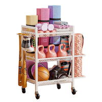 Multi-layer Metal Sports Equipment Storage Rack for Home Gym