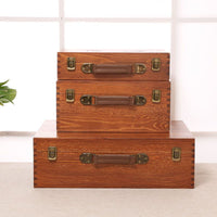 Portable Wooden Storage Box with Handle for Tools, Art Supplies, or Crafts
