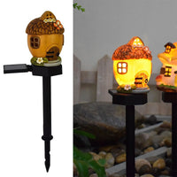 Solar-Powered Resin Animal & House Garden Stake Lights - LED Landscape Decorative Lamps for Yard & Lawn