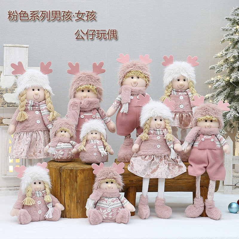 Pink Plush Christmas Doll Ornament for Boys and Girls