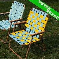 Portable Aluminum Alloy Folding Camping Chair with Beech Wood Armrests for Outdoor Leisure, Fishing, and Sketching