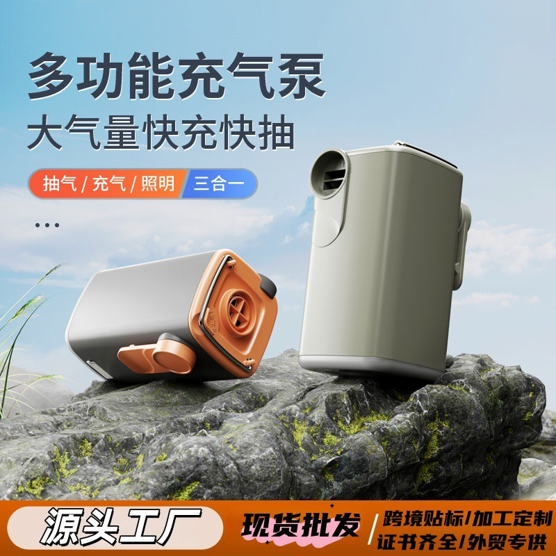 Mini Portable Electric Air Pump for Inflatables and Vacuum Storage Bags, Rechargeable with LED Light