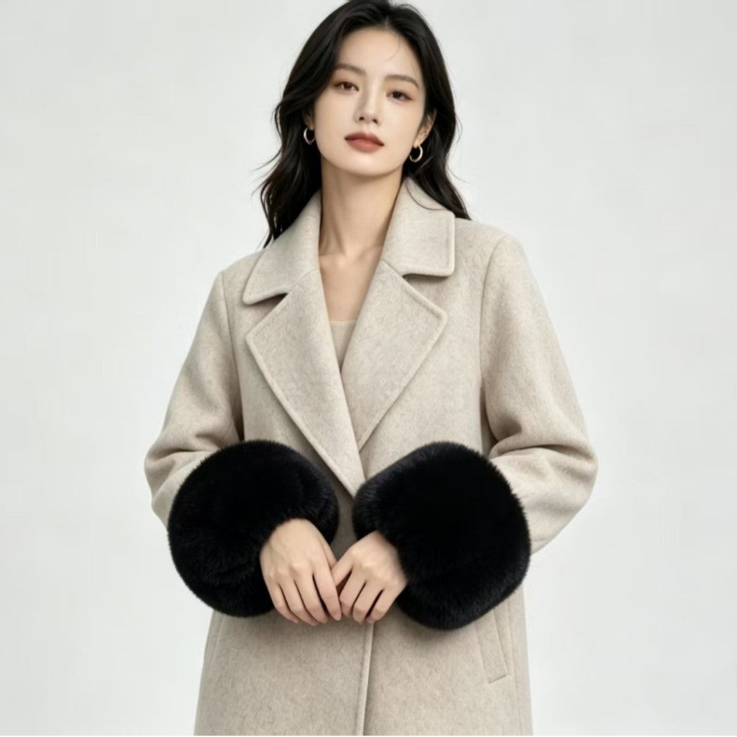 Plush Faux Rabbit Fur Cuffs for Coats and Jackets, Warm Wrist Warmer Sleeves for Women