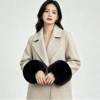 Plush Faux Rabbit Fur Cuffs for Coats and Jackets, Warm Wrist Warmer Sleeves for Women