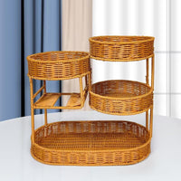 Imitation Rattan Creative Multi-layer Fruit Basket Living Room Coffee Table Dried Fruit Snack Candy Storage Display Rack Washable