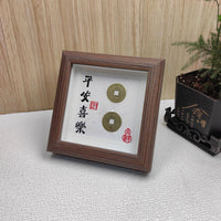 Square 4-inch Hollow Wood Picture Frame for Calligraphy and Paintings