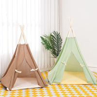Breathable Wooden Pet Tent House for Cats and Small Dogs