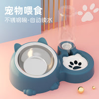 Automatic Water Dispenser and Food Bowl Set for Cats and Small Dogs, Elevated Pet Feeder with Anti-Spill Design