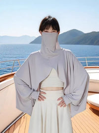 Women's UV Protection Shawl with Hood for Outdoor Cycling and Driving