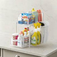Under Sink Organizer, 2-Tier Pull-Out Cabinet Storage Rack for Kitchen, Bathroom, Countertop