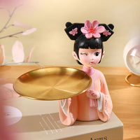 Palace Style Girl Tray Ornament for Entryway & Living Room, Key Storage & Coffee Table Decor, Wedding Gift