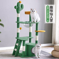 Compact Cactus Cat Tree with Sisal Scratching Post and Condo