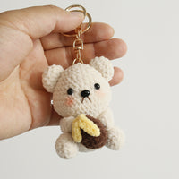 Handmade Crocheted Panda Plush Keychain, Cute Knitted Animal Bag Charm