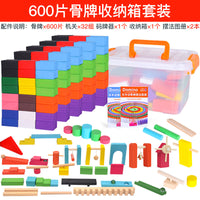 Wooden Dominoes Set with Stunts and Accessories for Kids and Adults