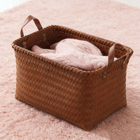 Handwoven Imitation Rattan Storage Basket for Laundry and Sundries