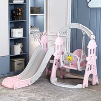 Kids Indoor Outdoor Castle Slide Swing Set with Music for Toddlers and Babies