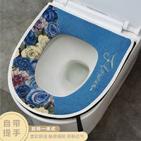 Universal Cotton Linen Toilet Seat Cover with Handle and Zipper, Breathable, Washable, Skin-Friendly for All Seasons
