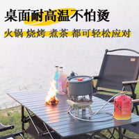 Portable Aluminum Roll-Up Camping Table with Adjustable Height for Outdoor Picnic BBQ