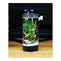 Miniature Ecosystem Glass Fish Tank with Remote Control LED Light for Desktop Decor