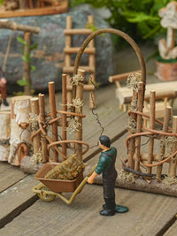 Miniature Garden Ornaments Outdoor Birdhouse Arch Swing Table Chair Fence Decor