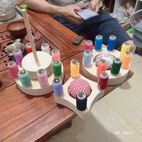 Wooden Rotating Sewing Thread Spool Holder and Storage Rack for Yarn and Bobbins