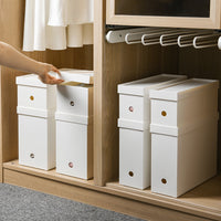 Japanese Style Storage Box with Lid and Wheels for Clothes, Toys, Books, and Sundries - Large Capacity Cabinet Organizer