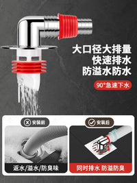 Washing Machine Drain Hose Floor Drain Connector, 2-in-1 Anti-Odor Anti-Overflow Adapter for Dual Appliance Drainage
