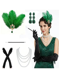 1920s Great Gatsby Flapper Costume Accessory Set for Halloween & Masquerade Parties