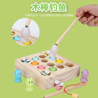 Wooden Magnetic Bee Fishing Game for Kids, Educational Tabletop Parent-Child Interactive Toy
