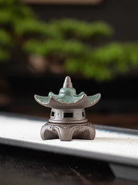 Chinese Zen Ceramic Pavilion Miniature Landscape Ornament for Fish Tank & Garden