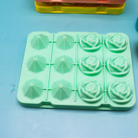 2-in-1 Rose and Diamond Shape Ice Cube Tray with Lid, Silicone Ice Mold for Freezer
