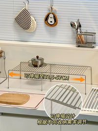 Expandable Stainless Steel Cabinet Shelf Organizer for Kitchen Storage