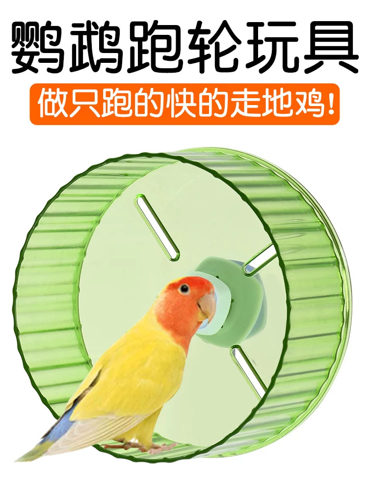 Silent Running Wheel Toy for Parakeets and Small Birds, Stress Relief and Enrichment