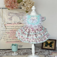 Handmade Floral Pet Dress for Small Dogs & Cats - Breathable Multi-Layered Skirt for Spring/Summer