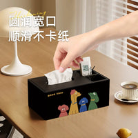 Modern Animal Tissue Box with Remote Control Storage, Multifunctional PU Leather Organizer for Living Room