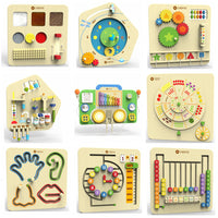 Montessori Wooden Wall-Mounted Activity Board for Kids, Educational Play Panel for Preschool & Corridor Decor