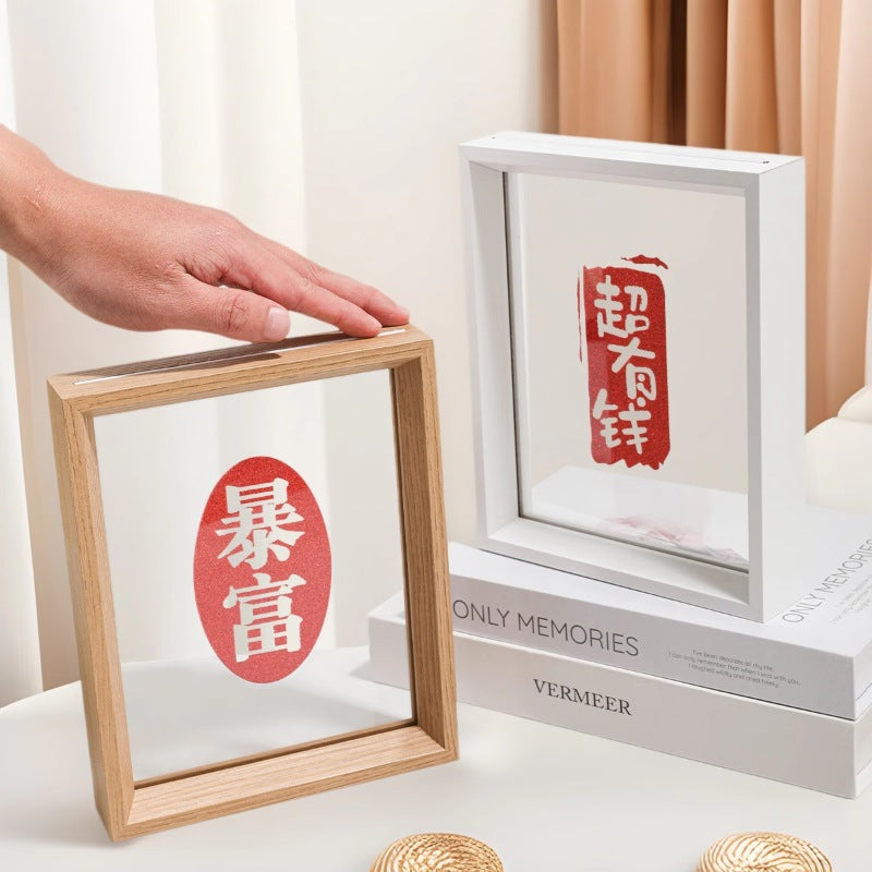 Global Selection Double-Sided Transparent Photo Frame Wooden Creative Ornament 3D Acrylic Photo Frame Desktop Display