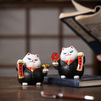 Lucky Cat Rotating Storage Tray Decoration for Home Entryway & Desktop