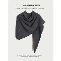 Wool Blend Knitted Triangle Shawl for Women, Warm Retro Scarf Poncho