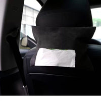Car Visor Tissue Holder with Straps, Suede Leather Auto Seat Back Armrest Tissue Box