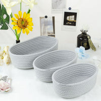 Cotton Rope Woven Storage Basket Nordic Style Oval Desktop Organizer