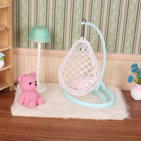 Dollhouse Miniature Swing Chair Set with Lamp and Carpet