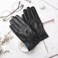 Men's Winter Warm Genuine Leather Gloves with Touchscreen Function and Non-slip Grip for Cycling and Motorcycling