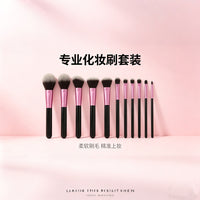 15-Piece Makeup Brush Set with Storage Bag, Fiber Bristle Wooden Handle Blush Eyeshadow Brushes