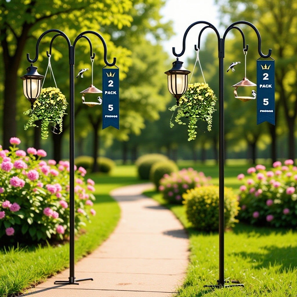 Shepherd Hook Rain Chain Hanger for Outdoor Garden Decor