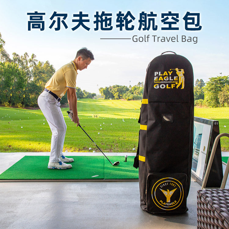PLAYEAGLE 3rd Gen Golf Travel Bag with Wheels and Support Rod, Foldable Lightweight Flight Cover