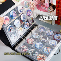 Anime Badge Display Album with Dustproof Sleeves, Large Capacity Collectible Storage Binder for Pins and Buttons