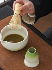 Ceramic Matcha Bowl Set with Whisk and Scoop, Japanese Style Gradient Glaze