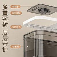 Airtight Rice Storage Container with Sliding Lid and Measuring Cup, Moisture-proof Grain Dispenser for Kitchen Pantry
