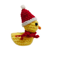 Hand-Knitted Christmas Yellow Duck Animal Keychain for Bags and Gifts